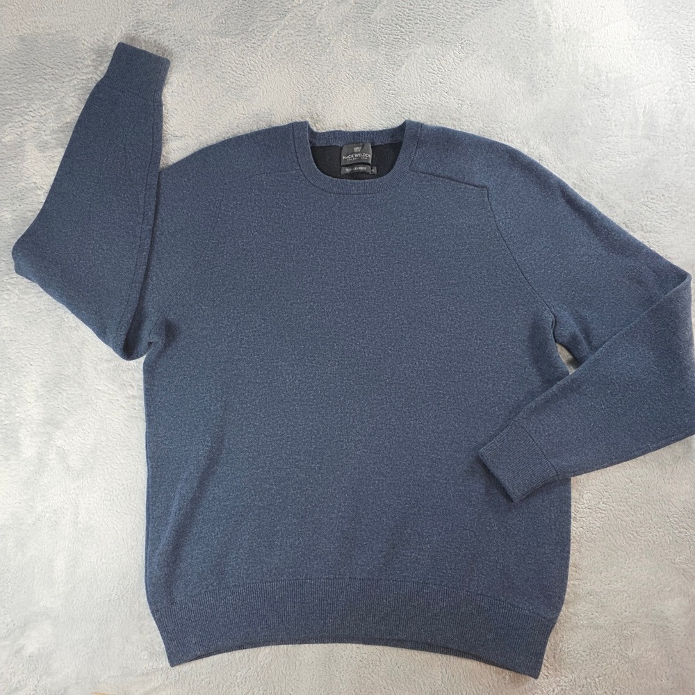 Mack Weldon Mens‎ XL Blue Tech Cashmere Merino Wool Cotton Crewneck Sweater